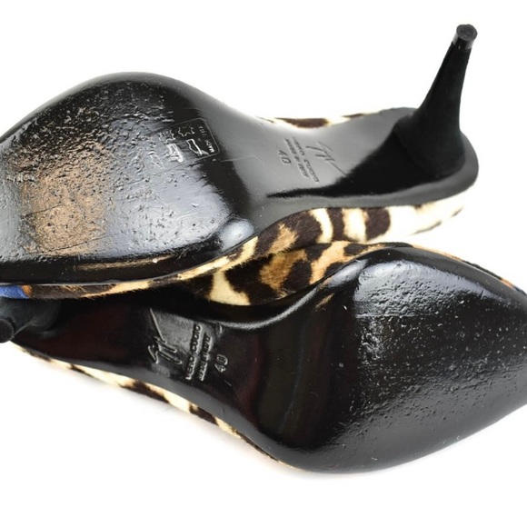 Giuseppe Zanotti beige leopard /Blue leather heels size 40 fits 8.5/9 - Picture 6 of 8